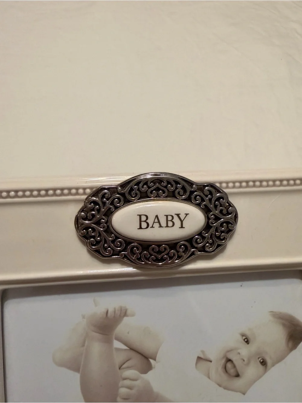 Grasslands Road Cream Picture Frame with Silver 'BABY' Accent - 4x6